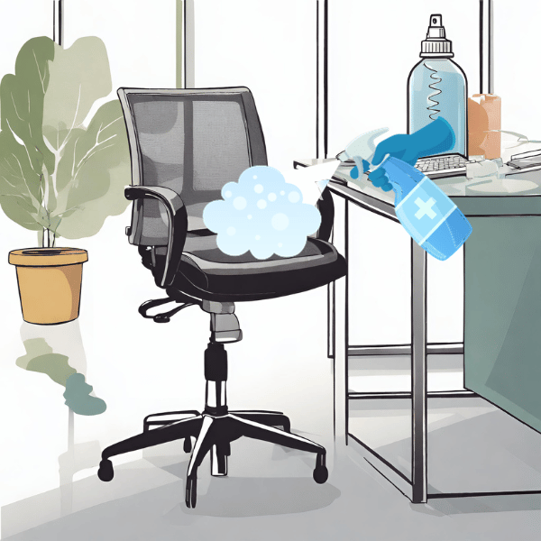 clean chair with liquid soap